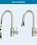 Universal Kitchen Faucet Head Replacement With 15 Adapter Kit 3 Function Pull Down Sprayer Brushed Nickel Finish installation steps