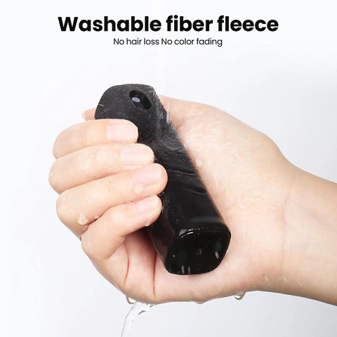 Hand holding washable fiber fleece of 2In1 Screen Cleaning Spray And Wipe Kit For Phones Tablets Laptops And Car Screens Portable 0 3 Oz Mist Cleaner
