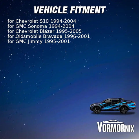 Vehicle fitment details for Front Upper Lower Door Hinge Set For Chevy Blazer S10 And GMC Jimmy including model years.