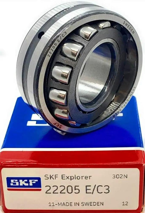 Tough As Nails 22205 E C3 Spherical Roller Bearing 25X52X18 Mm with steel construction shown with packaging.