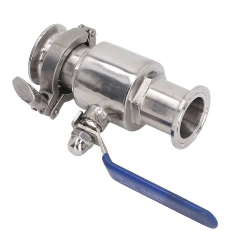 Quick Connect Clamp Ball Valve Featuring Slick Ferrule Design For Hassle Free Plumbing Setup And Rock Solid Fluid Control For Smooth Pipe Fittings And Efficient Maintenance, stainless steel with blue lever
