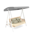 Outdoor Swing Canopy Replacement Cover For 3 Seat Gray Waterproof Swing Covers Universal Fit For Patio Garden Backyard