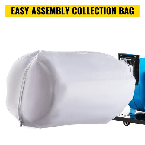 Rock Solid Industrial Portable Dust Collector With Badass 537 CFM Suction 15 Gallon Bin collection bag for easy assembly.
