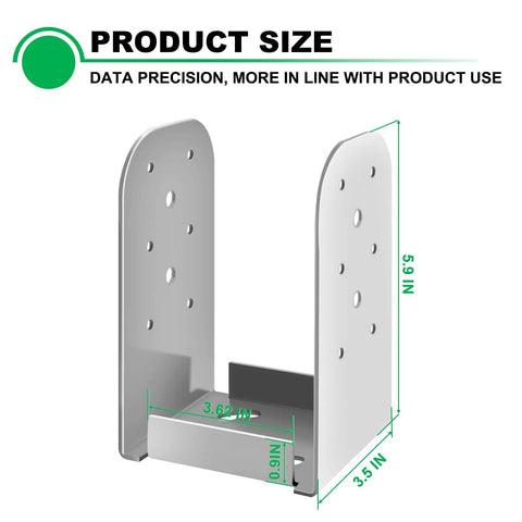 Two Pack 4x4 Post Anchor Base, Adjustable Stainless Steel Post Bracket For Concrete And Wood Decks, Inner Size 3.5x3.5, dimensions shown