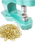 Heavy Duty Hand Grommet Press Kit With Three Die Sets One Quarter Inch Three Eighths Inch And One Half Inch And 1500 Golden Eyelets