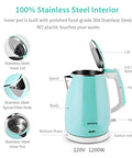 Electric Kettle With BPA Free No Plastic Contact Stainless Steel Interior Double Wall For Safe Hot Water Touch Cool To The Touch Coffee And Tea Pot Kettle With Auto Shut Off Boil Dry Protection 1.5L 2 Year Warranty labeled parts diagram