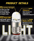 Badass E5 And E5.5 Led Bulbs 24V White Screw Base Replacement For Model Train Layouts Locos Wagons showing super bright SMD bulb details.