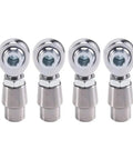 Bulletproof 8 Piece 5/8 Inch 18 Thread Heim Joint Rod End Kit For Slick Linkage Rotation and Tight Misalignment Fixes On Heavy Duty Machines and Custom Mods With Quick Install, showing four zinc steel rod ends.
