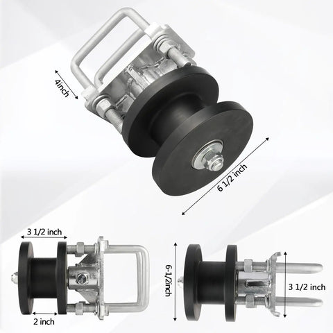 Badass Sliding Gate Rollers For Chain Link Fencing With 4 Inch Post Mounting Heavy Duty Nylon Cantilever Wheels, 6.5 inch size