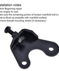 Built Tough Exhaust Manifold Bolt Repair Bracket Fits Chevy Gmc Silverado Sierra Yukon Denali 4.8L 5.3L 6.0L 6.2L trucks close-up view of carbon steel clamp.