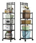 Super Tough As Nails Five Tier Rolling Shelving Unit Heavy Duty Storage Rack One Hundred Ten Pounds Capacity total game changer with kitchen items.