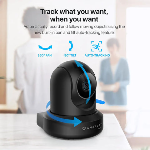 Top Tier 4 Megapixel Indoor Wireless Security Camera With Slick Pan And Tilt Delivers Quick Two Way Audio And Relentless Night Vision For Zero Stress Remote Home Surveillance Wide 90 Degree Angle, demonstrating auto-tracking features.