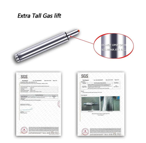 Workhorse Gas Lift Cylinder For Office Chairs And Stools, Adjustable From 14 To 22 Inches With An 8 Inch Stroke shown with documents