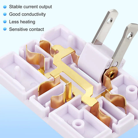 Close-up view of the internal components of the 3 Pack AC Flat Wall Outlet Extender With Fully Rotating Plug and Slim Profile.