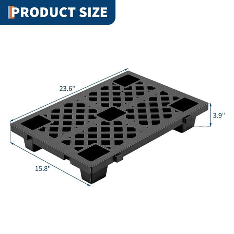 4 Pack Plastic Pallet With Perforated Ventilated Grid, Modular Stackable Tray, Beefy 2200 Lb Capacity Forkliftable For Garage And Workshop