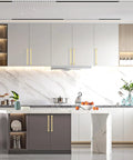 Modern kitchen featuring 10 Pack 10 Inch Brushed Gold Cabinet Handles For Kitchen Drawers And Cupboards on stylish cabinets.