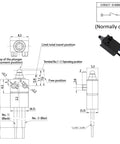 Technical diagram of Built To Last Waterproof Micro Switch 2 Pin Normally Open Limit Switch With 30cm Wire