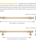 Diagram of 7.5 Inch Brushed Brass Kitchen Cabinet Handles showing dimensions and guarantee details.