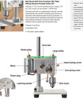 Mini Drill Press With Variable Speed Benchtop Portable Drill Press For Metal Wood DIY Jewelry Making And Crafts JT0 Chuck shown with components labeled