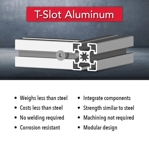 Badass 45X45mm T Slotted Aluminum Extrusion Bar With Heavy Duty Build And Hella Smooth Anodized Finish For Custom Rails Knocking Out Diy Projects At Sixty One Zero mm Length showing T-slot profile and features.
