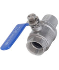 Heavy Duty Three Quarter Inch Npt Stainless Steel Ball Valve For Water Oil Gas Lines featuring blue handle and threaded end.
