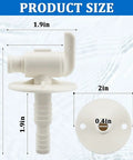 Universal RV Fresh Water Tank Drain Valve Replacement with flange, 3/8 or 1/2 inch hose barb, low point drain valve dimensions