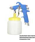 Top Rated 1.5mm Stainless Steel Air Paint Sprayer For Automotive And Industrial Varnish Coating with container and handle.