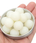 20 Pack White Nylon Bearing Balls Three Quarter Inch G2 Precision Solid Spheres in hand ready for tools and machinery use.
