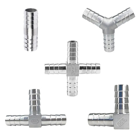 304 Stainless Steel Hose Tail Connectors, T Type And Y Type Pipe Fittings For 6mm To 12mm Hoses, 40mm Tee Size, Heavy Duty Quick Connects, Durable Water Line Fittings For Home, DIYers And Garden Projects; T and Y fittings