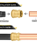 Installation guide for Pack Of 100 One Half Inch Copper Press To One Half Inch Female NPT Brass Adapter Fittings For Copper To NPT Pipe No Glue Solder Or Flux Needed Easy Install.