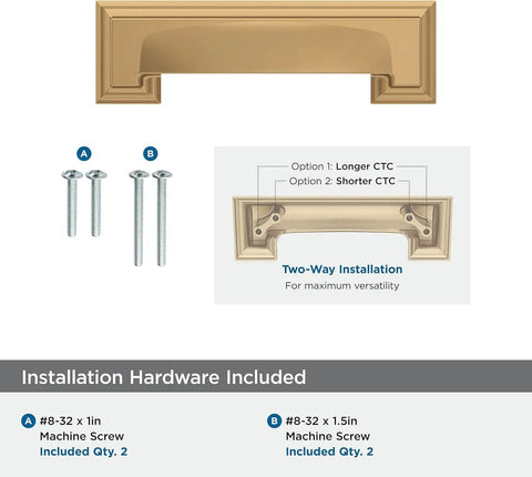 Dead Simple To Mount Cabinet Cup Pull With Slick Champagne Bronze Finish For Kitchen Drawers And Cabinets Top Shelf hardware with screws.