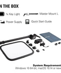 Boss Level Studio Light For Streaming And Recording With Desk Clamp WiFi App Control components in packaging