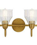 Avery 14.75 Inch Two-Light Vanity Light With Clear Seeded Glass In Olde Bronze mounted on wall