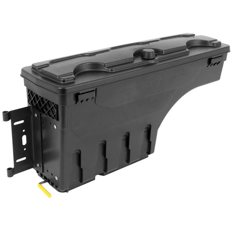Top Shelf Swing Storage Toolbox For Dodge Ram 1500 2500 3500 Left Side Bolt On Manual Fold Black ABS Plastic storage unit