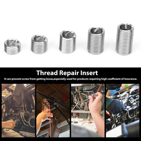 80Pcs M8x1.25 Threaded Inserts Kit In Stainless Steel For Reliable Thread Repair And Reinforcement Anti Loosening Design