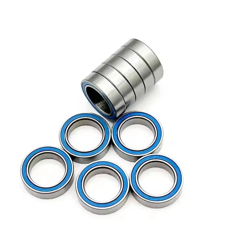 Slick And Dead Nuts Accurate ABEC 7 Precision 6702RS Ball Bearings 10 Pack displayed in metal with blue seals.