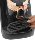 Automatic Turkish Coffee Maker With Self Clean One Touch Brew And Easy Pour Altitude Auto Detect Technology For Consistent Flavor At Any Elevation USA 120V UL Listed Black And Silver with removable drip tray
