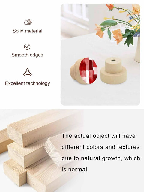Premium 2 Piece Christmas Cabinet Knobs And Drawer Pulls Featuring A 1.4 Inch Round Design With A Killer Red Abstract Gradient Finish Crafted From Smooth Solid Beech Wood For Sweet Home Renovations on a table.
