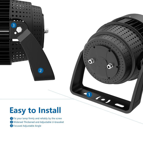 Heavy Duty Led Stadium Light 1200W Pumps Out 162K Lumens With A Hard Hitting 15 Degree Beam adjustable U-bracket and handle for installation.