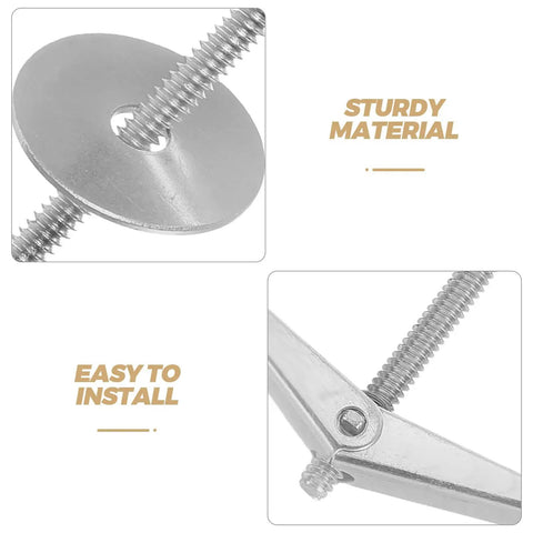 Close-up of Heavy Duty Toggle Bolts And Wing Nut Kit 15 Sets Carbon Steel Wall Anchors For Drywall And Hollow Bricks