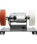 Heavy Duty Mini Bench Grinder And Benchtop Sander Built Like A Tank With 96W Copper Motor Spinning At 6000 Rpms for grinding wood, glass, or steel projects.