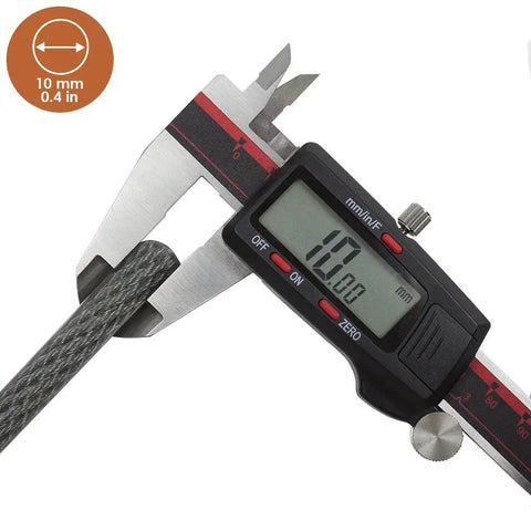 Heavy Duty 30Ft Security Cable With Loops 10mm Braided Steel Cut Resistant And Weatherproof Ideal For Padlocks Chain Locks And Wire Locks Durable Pair Set For Bikes Tools And Gates showing caliper measurement