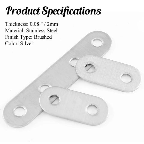 Heavy Duty Stainless Steel Flat Straight Brace Kit With 28 Brackets And Screws Four Sizes Mending Plates Silver Finish