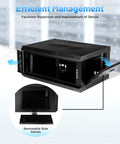 Heavy-Duty Badass 4U Wall Mount Network Rack Cabinet With Lockable Tempered Glass Door showing removable panels for easy access.