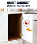 Open cabinet with Gold Finish 50 Pack Soft Close Cabinet Hinges For Kitchen Cabinets Half Overlay Stainless Steel