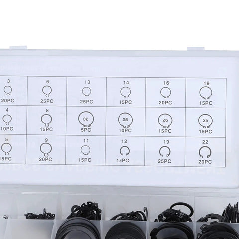 External Retaining Ring Kit 300Pcs Durable And Heavy Duty E Clip Set For Automotive And Mechanical Projects 2 To 32 Mm Fits Snap Circlips For Hold Strong Retention In Place, organized case