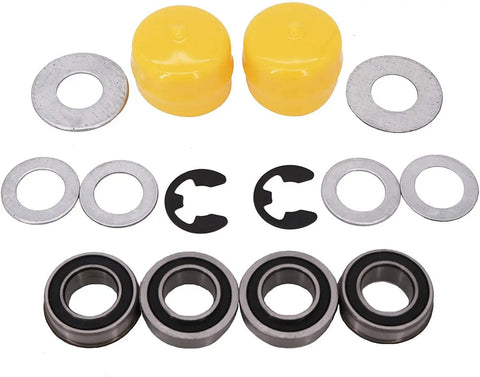 Heavy Duty Front Axle Bushing To Bearing Swap Rebuild Kit For Farm Tractor Rigs, includes washers and sealed bearings.