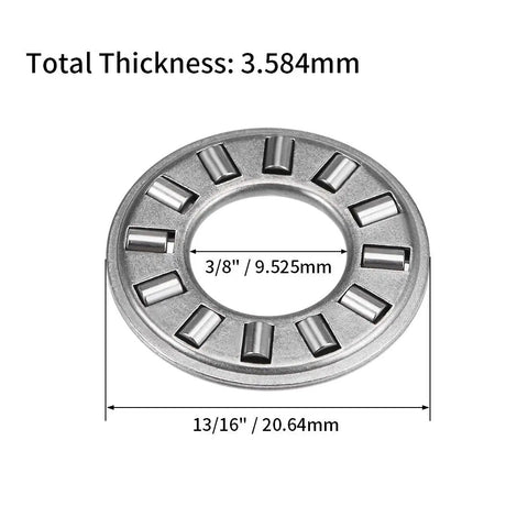 Top Shelf Chromium Steel Thrust Needle Roller Bearings With Washers 3/8 Inch Bore 13/16 Inch Outer Diameter 5/64 Inch Thick close-up image of the washer.