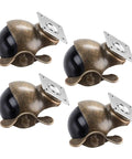 Four Pack Vintage Brass Caster Plates With Locking Wheels Heavy Duty Furniture Casters Built Like A Tank Smooth As Butter Rolling Platform For Trolleys And Shelves Indoor Outdoor, close-up view of brass casters.