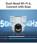 8MP IP camera with dual-band Wi-Fi 6 connectivity, showing connection speeds for optimal performance and surveillance.